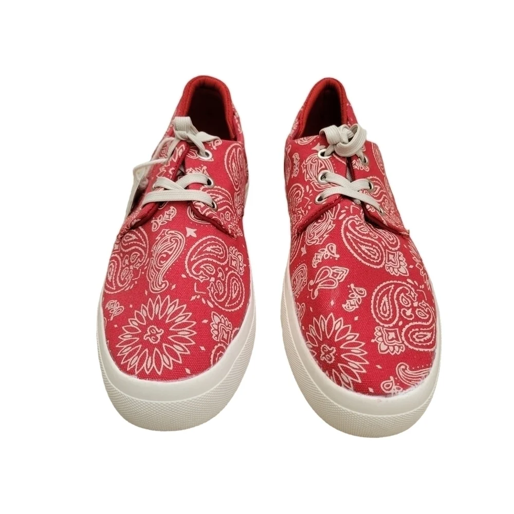 Sun Stone Kiva Sneakers Men's.  Size 7M. Red/Paisley. New In Box